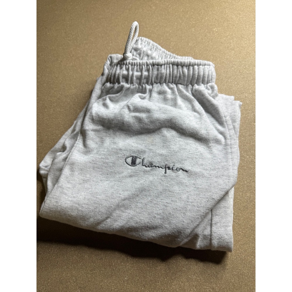 Vintage Champion Sweatpants Mens Medium Gray Script Logo Joggers‎ Made in USA